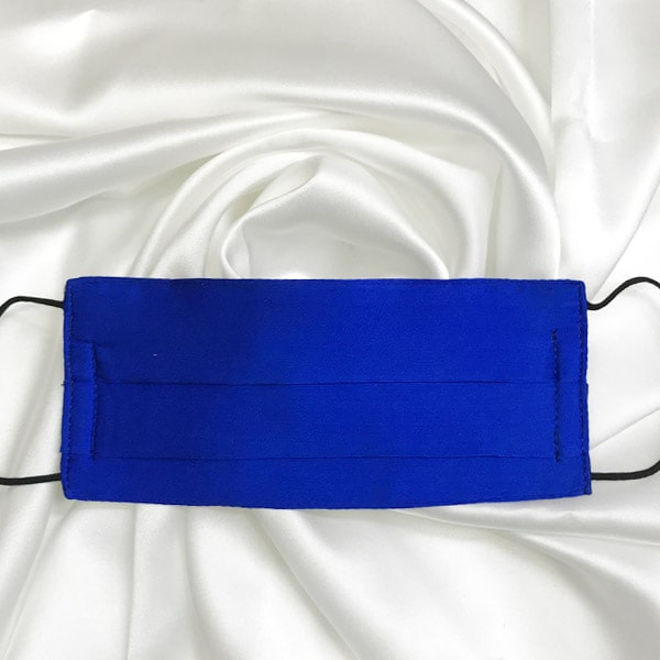 Mascarilla de seda pintada a mano lisa azul eléctrico unisex